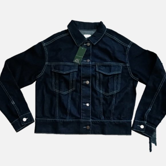 Wild Fable Women's Denim Jean Jacket Size Small Blue Dark Wash - Picture 3 of 6